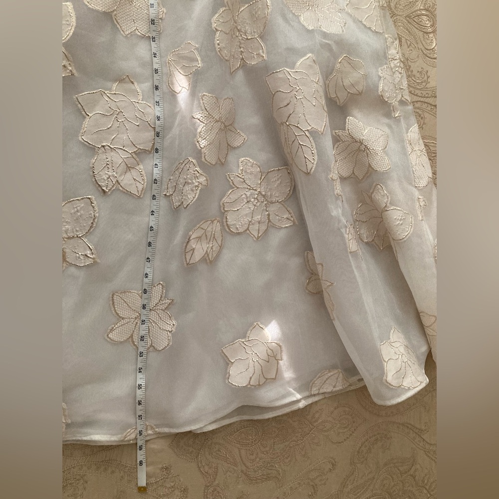 Rickie Freeman for Teri Jon Ivory Floral Maxi Dress with Gold edges size 8 New - Picture 12 of 12